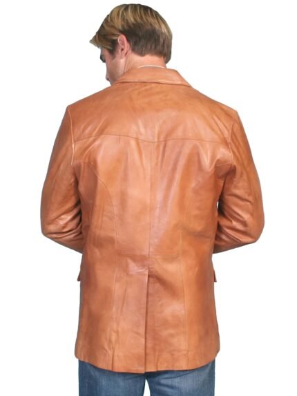 Scully Tan Lambskin Leather Blazer Men, Brown Zing Apparel