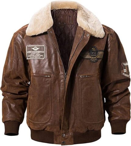 Wool Shearling Jacket Men For Winter, Fur Collar Zing Apparel