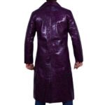 Joker Purple Leather Trench Coat