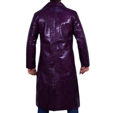 Joker Purple Leather Trench Coat