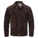 Trucker Suede Leather Jacket Men, Black Zing Apparel