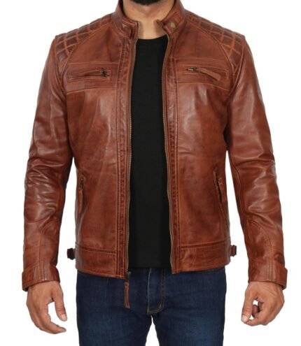 Johnson Quilted Leather Biker Jacket Men Zing Apparel