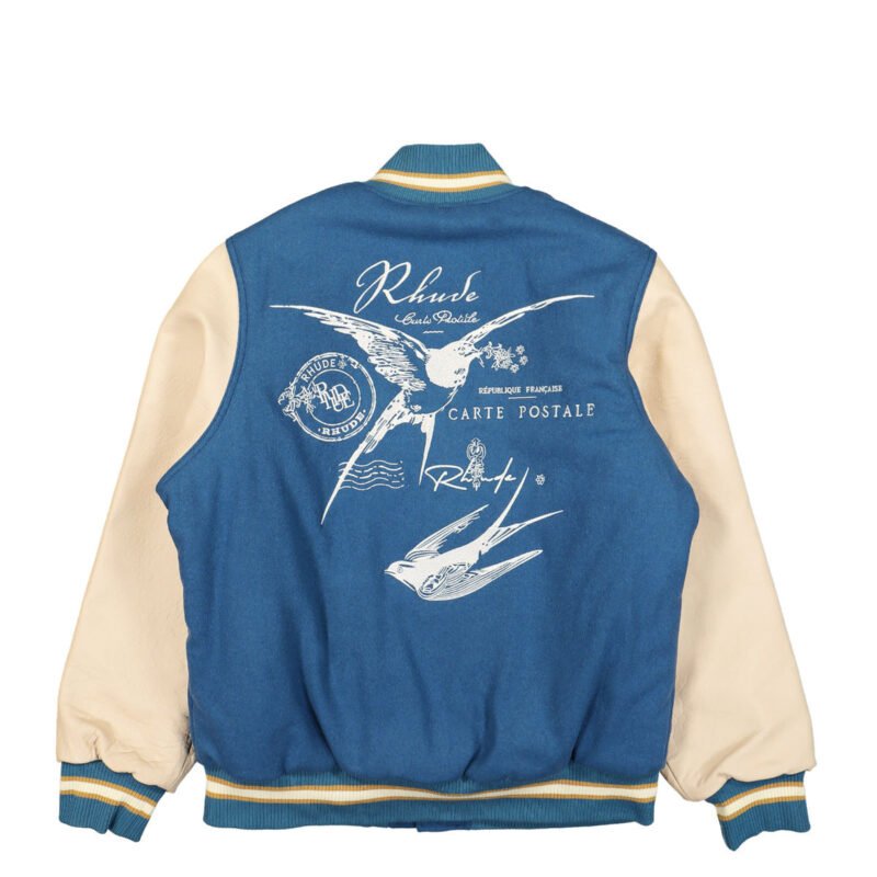 Blue Sparrow Letterman Varsity Jacket Slate/Cream Zing Apparel