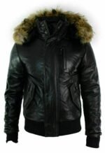 Fur Padded Leather Jacket With Hood Zing Apparel