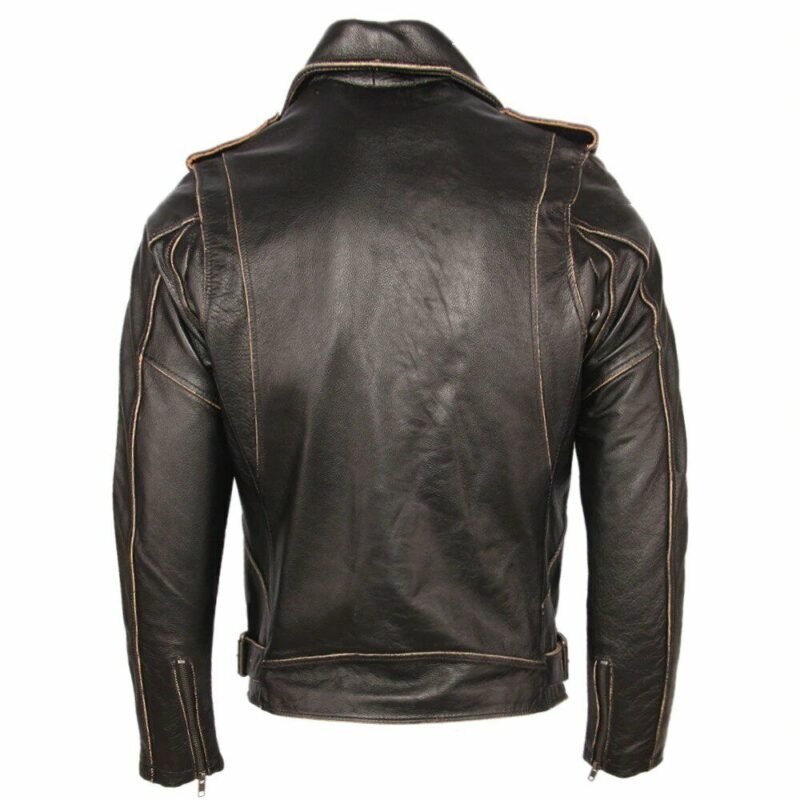 Aguila Aged Leather Biker Jacket Men Zing Apparel