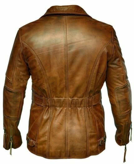 Tan Brown Belted Sheep Leather Jacket Zing Apparel