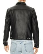 Sheepskin Slim Fit Trucker Jacket, Black Zing Apparel