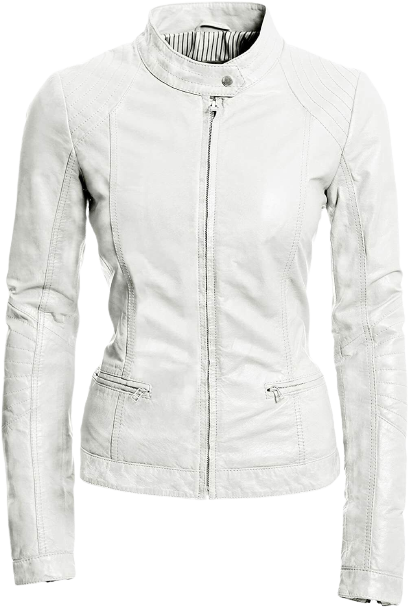 Pure Sheep Leather Biker Jacket Women, White Zing Apparel