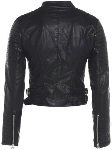 Moto Asymmetrical Biker Jacket Women, Black Zing Apparel