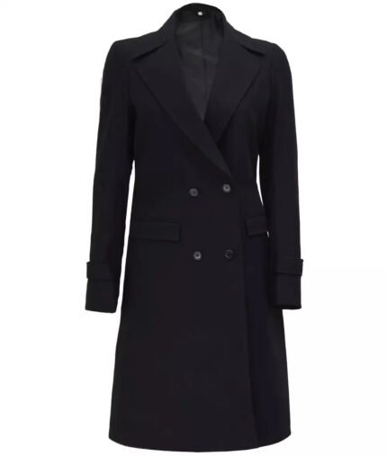 Double Breasted Wool Jacket Women, Black Zing Apparel