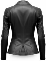Fitted Black Leather Women Coat Blazer Zing Apparel