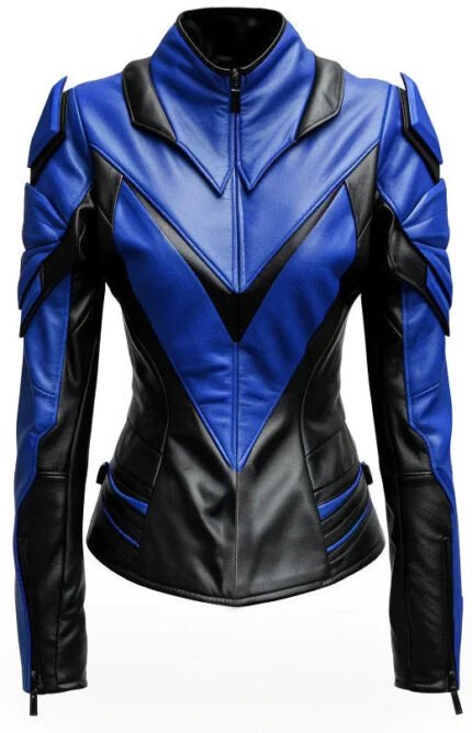Faux Leather Jacket in Blue & Black Leather Zing Apparel
