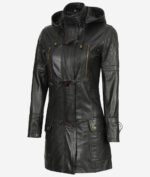 Women Long Coat - Real Leather Zip Up Zing Apparel