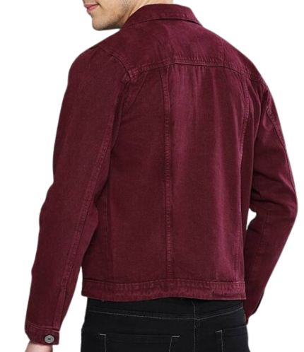 Men’s Casual Denim Burgundy Jacket Zing Apparel